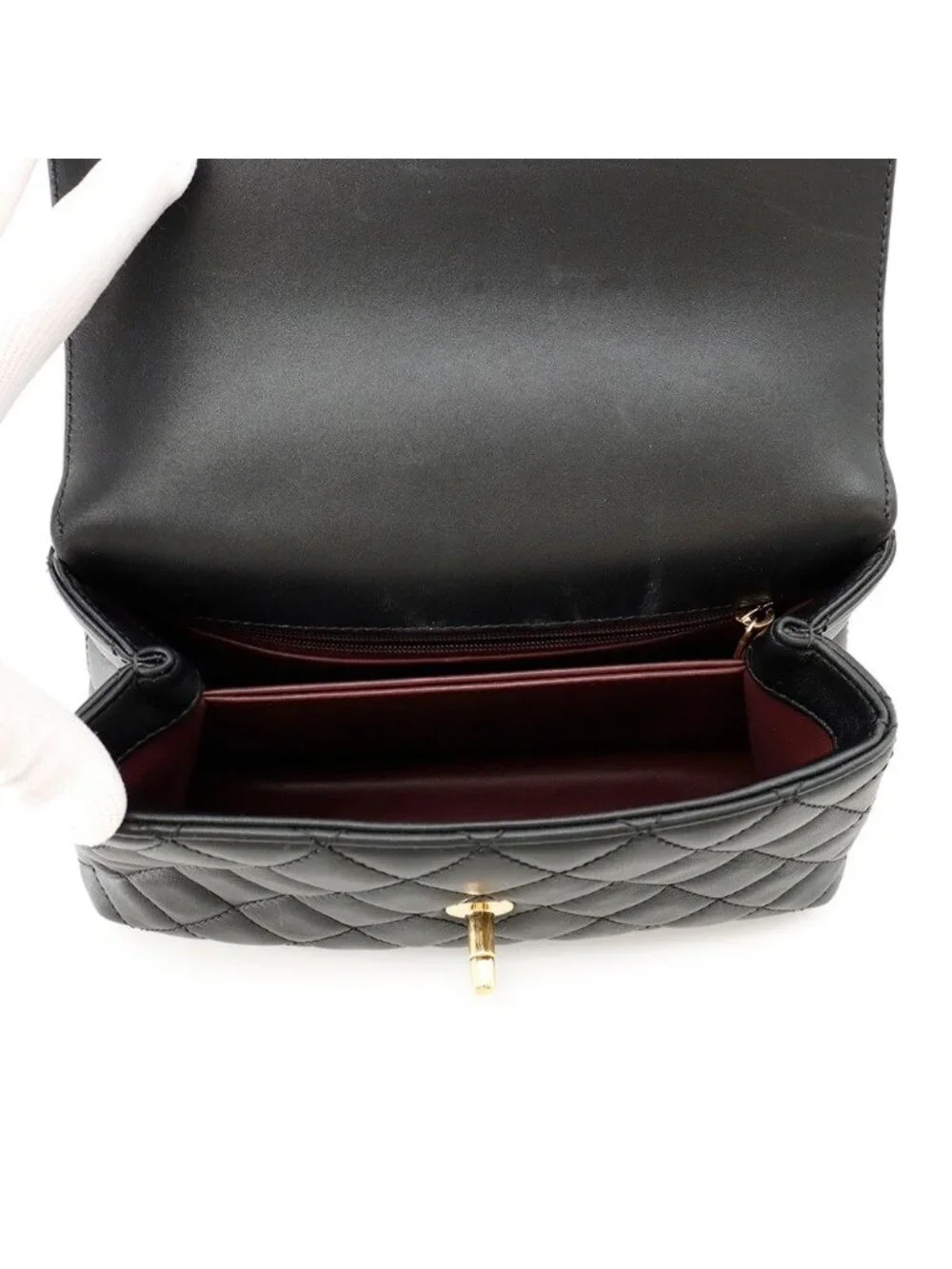 Chanel Quilted CC Logo Coco Handle Lambskin 2-Way Shoulder Bag Black